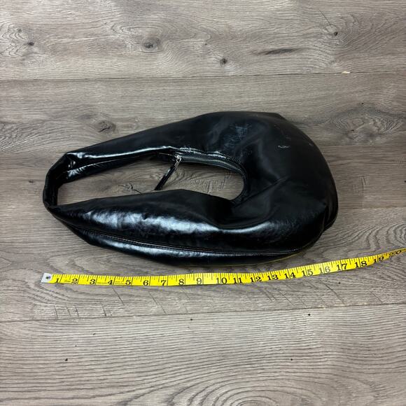 ZARA Shoulder Bag Hobo Black Faux Leather Slouchy Large Tote Purse Zip Closure - Picture 15 of 16